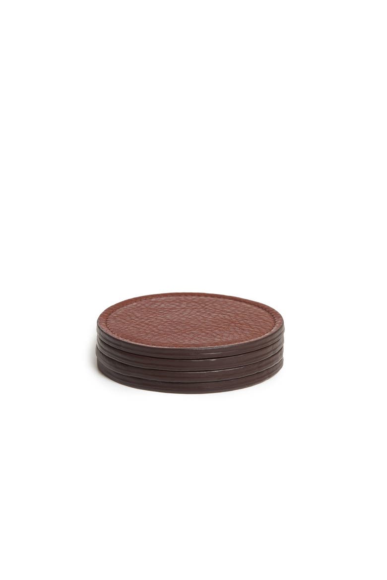 Blake Leather Coaster Set, Alternate, color, Chocolate