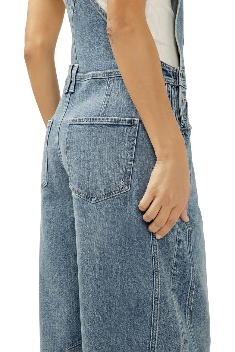Barrel Leg Denim Overalls, Alternate, color, MIRAMAR