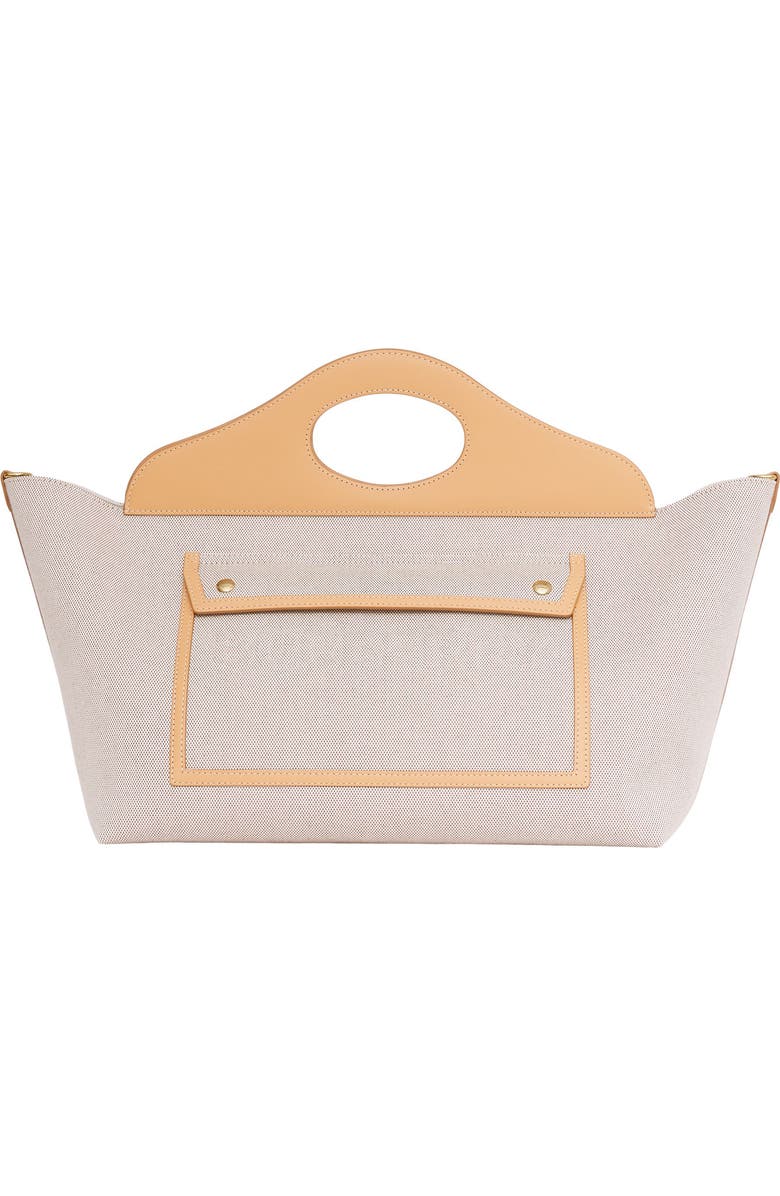 Burberry Medium Pocket Logo Canvas & Leather Tote, Main, color,