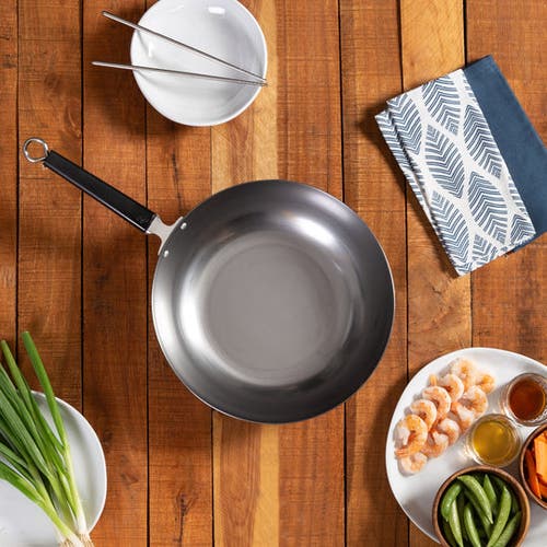 Joyce Chen Uncoated Carbon Steel Stir Fry Pan With Phenolic Handle, 12-inch In Silver