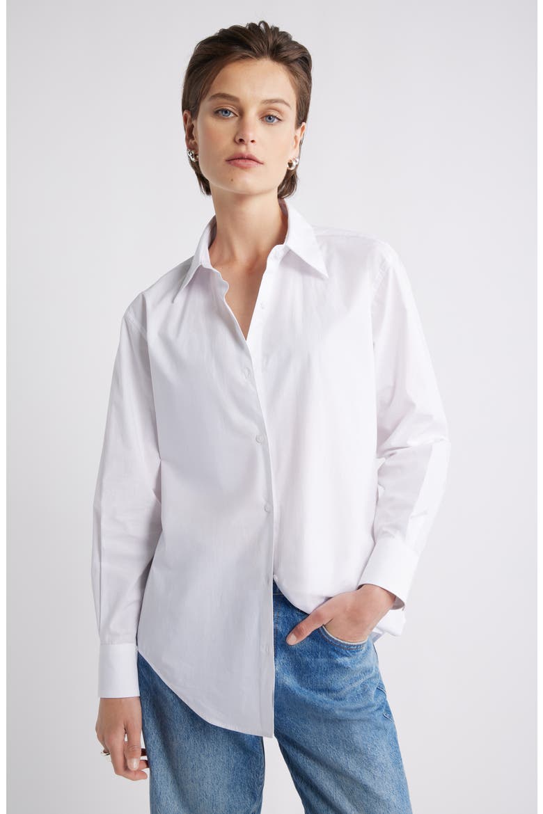 Cotton Poplin Button-Up Shirt, Main, color, WHITE