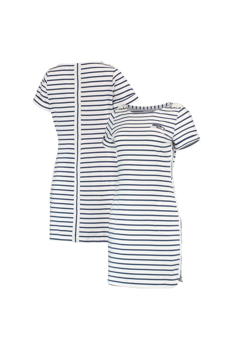 Women's Tommy Bahama White/College Navy Seattle Seahawks Tri-Blend Jovanna Striped Dress, Alternate, color, White