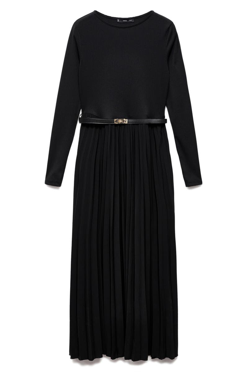 MANGO Pleated Belted Maxi Dress, Alternate, color,