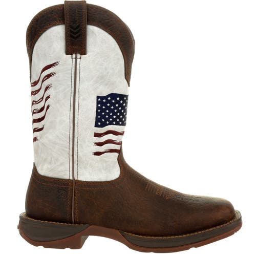 DURANGO Distressed Flag Embroidery Western Boot in Bay Brown And White  product