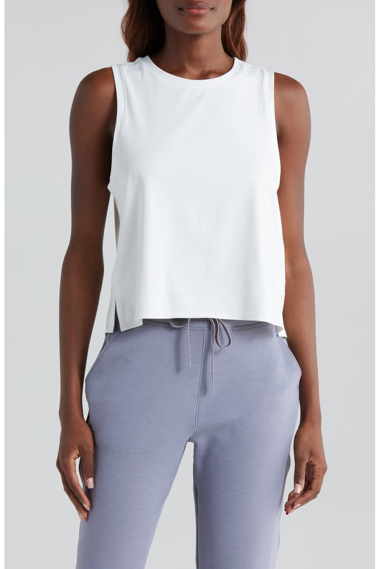 Serene Crop Performance Tank, Main, color, SNOW WHITE
