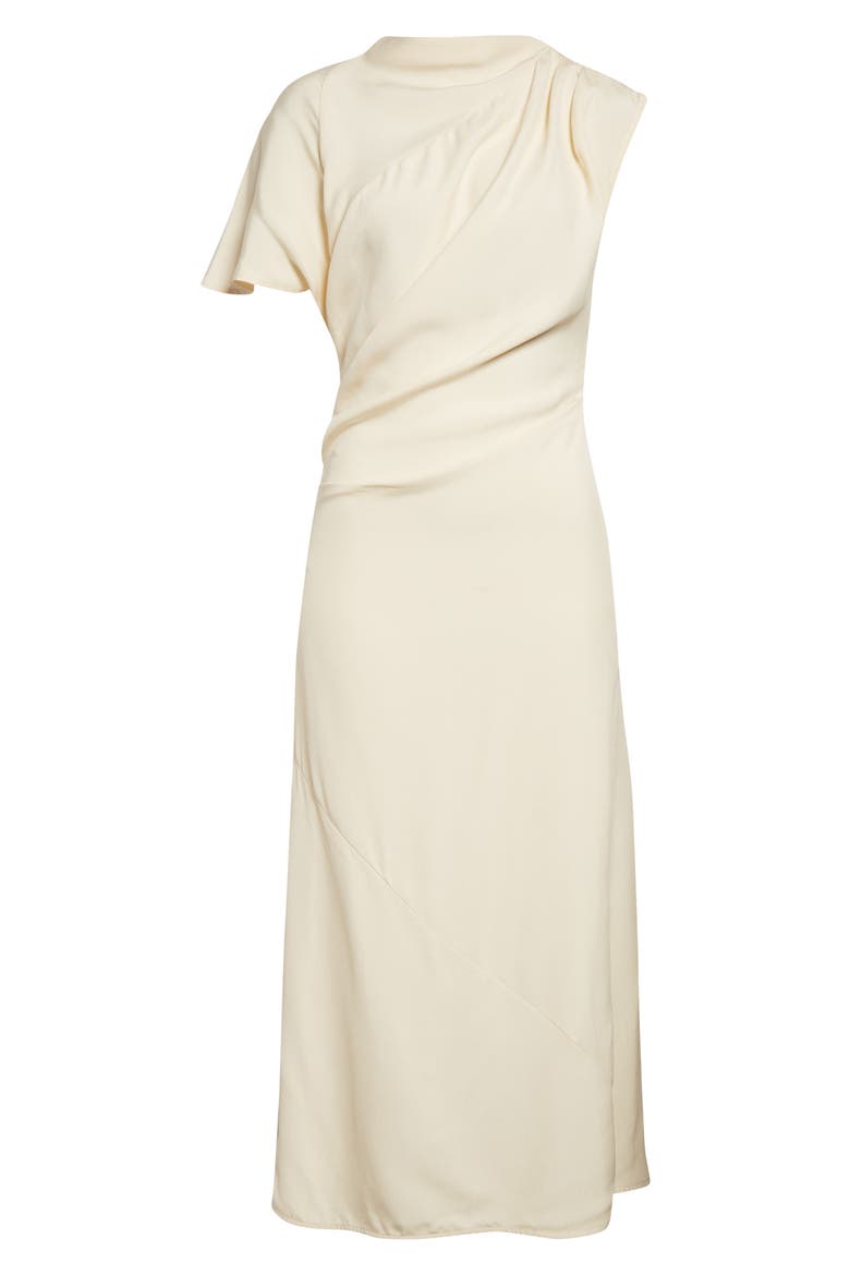 Hallie Hammered Viscose Asymmetric Hem Dress, Alternate, color, CHAMPAGNE
