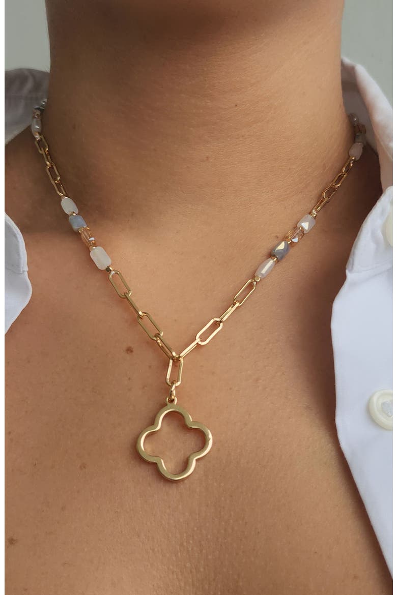 Crystal Clover Pendant Necklace, Alternate, color, GOLD