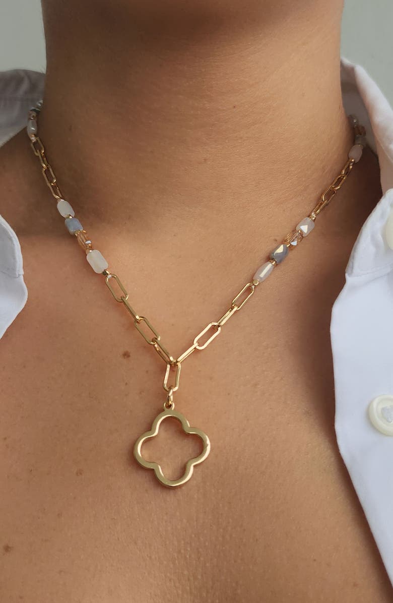 Adornia Crystal Clover Pendant Necklace, Alternate, color, Gold