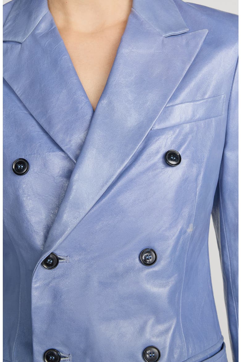 Boulevard Leather Blazer, Alternate, color, PERIWINKLE