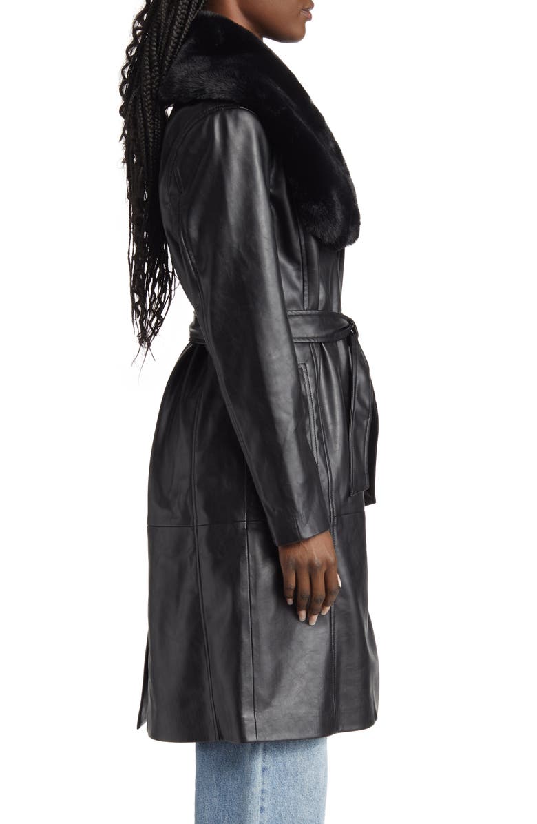 BLANKNYC Faux Fur Shawl Collar Trench Coat, Alternate, color, 