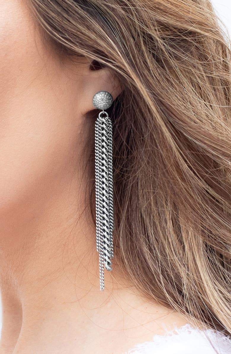 Sheryl Lowe Pave Diamond Dome Stud With Fringe, Alternate, color,