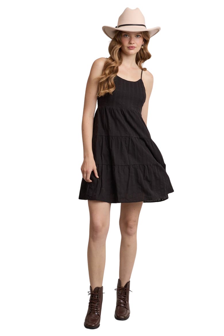 Spaghetti Strap Cotton Minidress, Alternate, color, BLACK