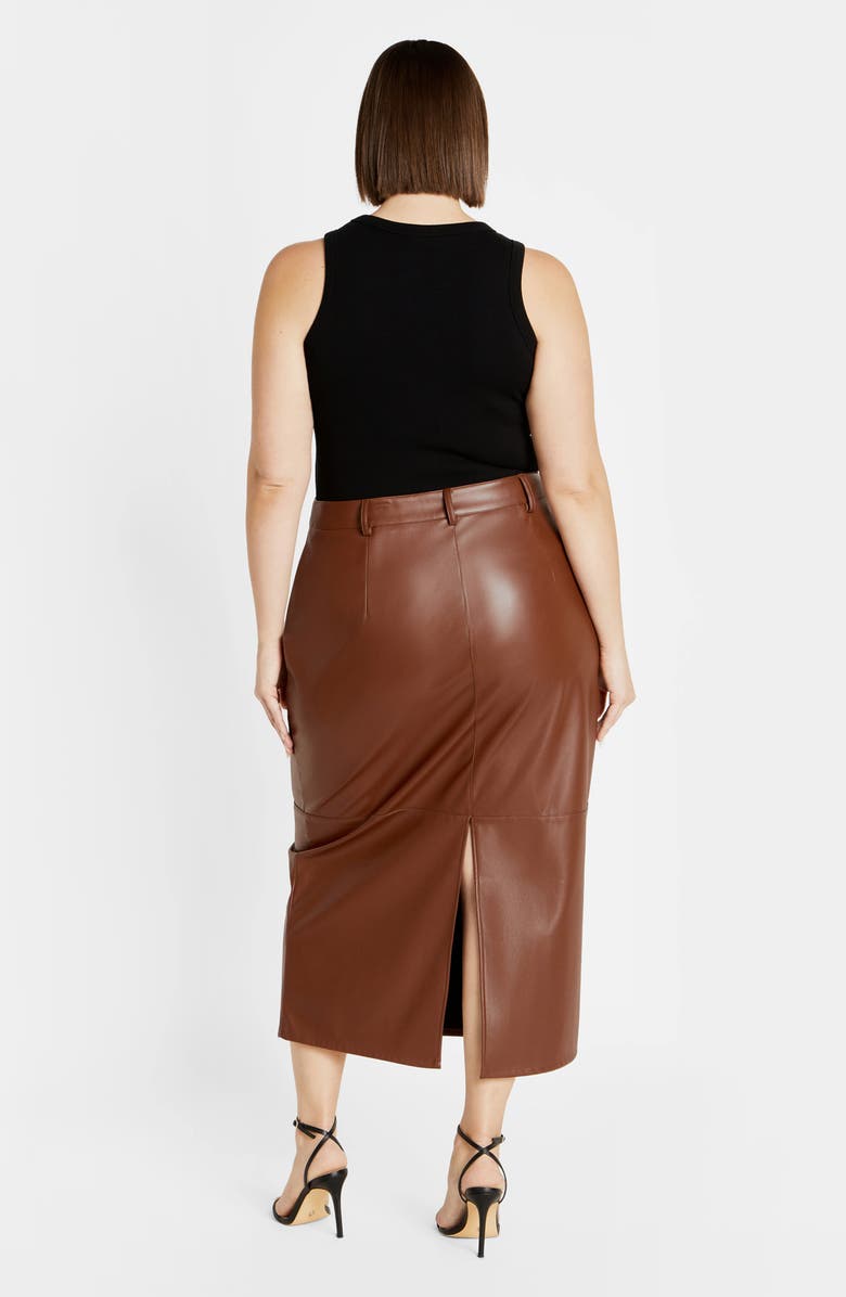 City Chic Aylani Faux Leather Midi Pencil Skirt, Alternate, color, Neutral