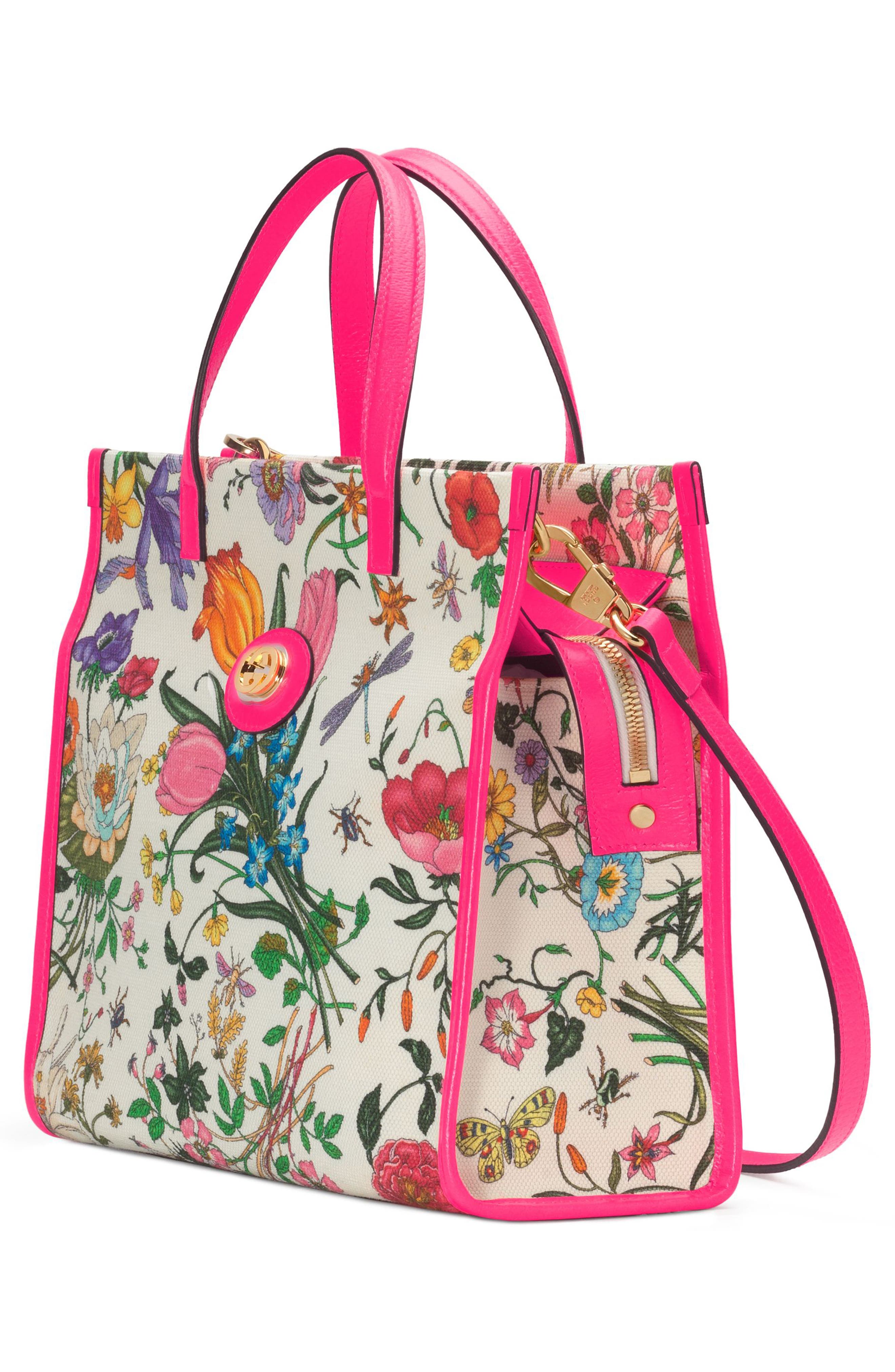Gucci Small Flora Canvas Tote, Alternate, color, 