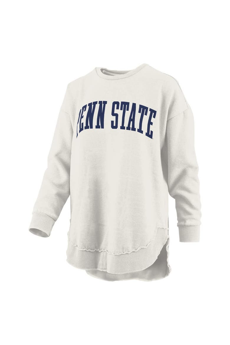 Women's Pressbox  Oatmeal Penn State Nittany Lions Melange Poncho Vintage Fleece Long Sleeve Pullover Sweatshirt, Alternate, color, Oatmeal