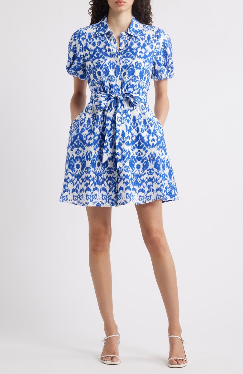 Sam Edelman Puff Sleeve Tie Waist Shirtdress, Main, color, 