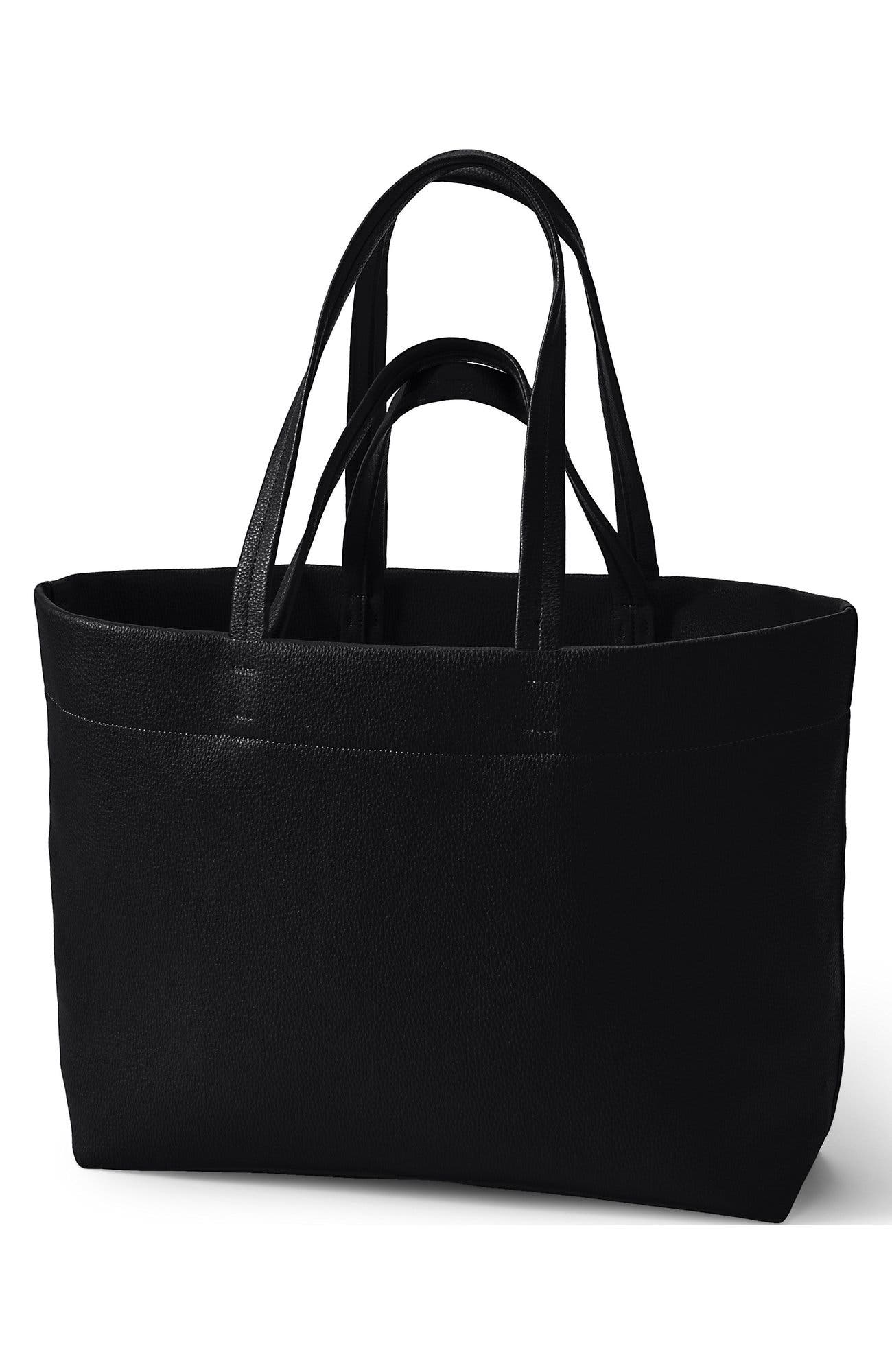 Lands
 End Faux Leather Tote, Alternate, color, Black