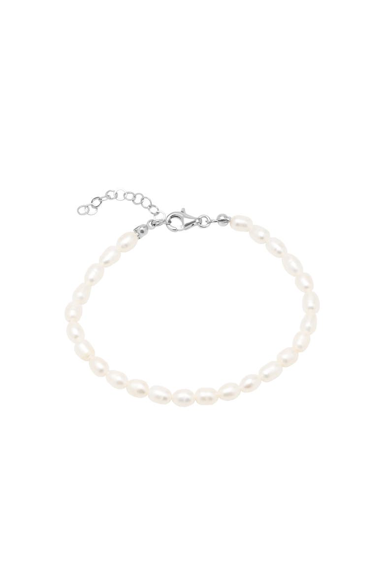 Natural Freshwater Real Seed Pearl Strand Bracelet, Main, color, Silver