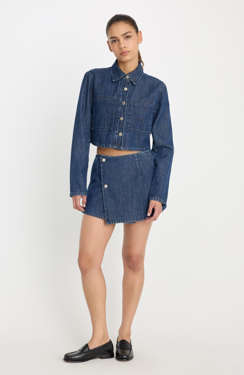 Good American Cropped Denim Jacket, Alternate, color, Indigo1187