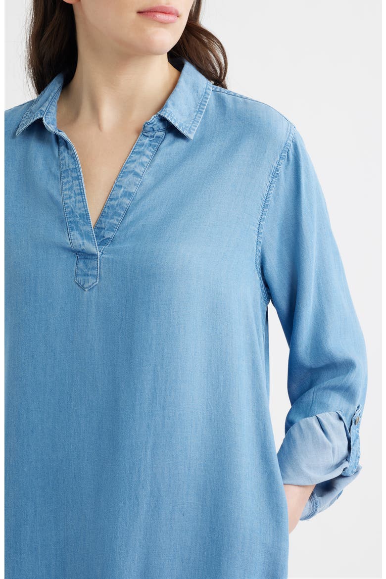 Emelia Long Sleeve Chambray Shift Dress, Alternate, color, MEDIUM WASH