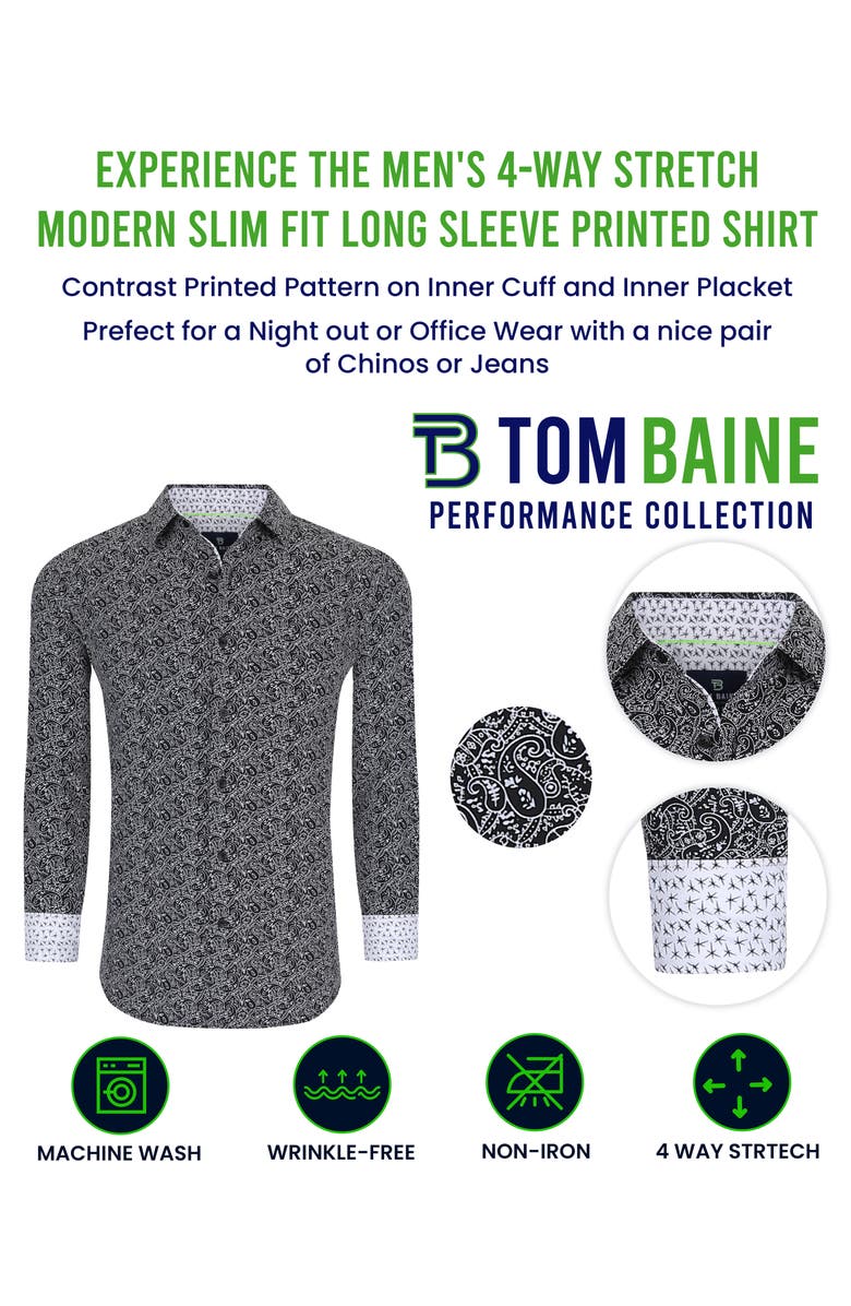 TOM BAINE Performance Dotted Slim Fit Button-Up Shirt, Alternate, color,