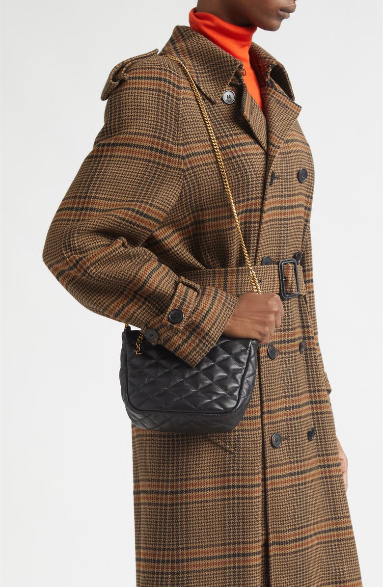 Saint Laurent Quilted Hobo Bag, Alternate, color, Noir