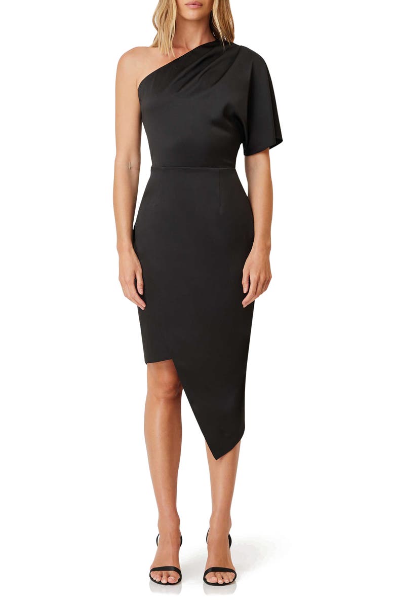 Elliatt Chiara One-Shoulder Satin Cocktail Dress, Main, color,