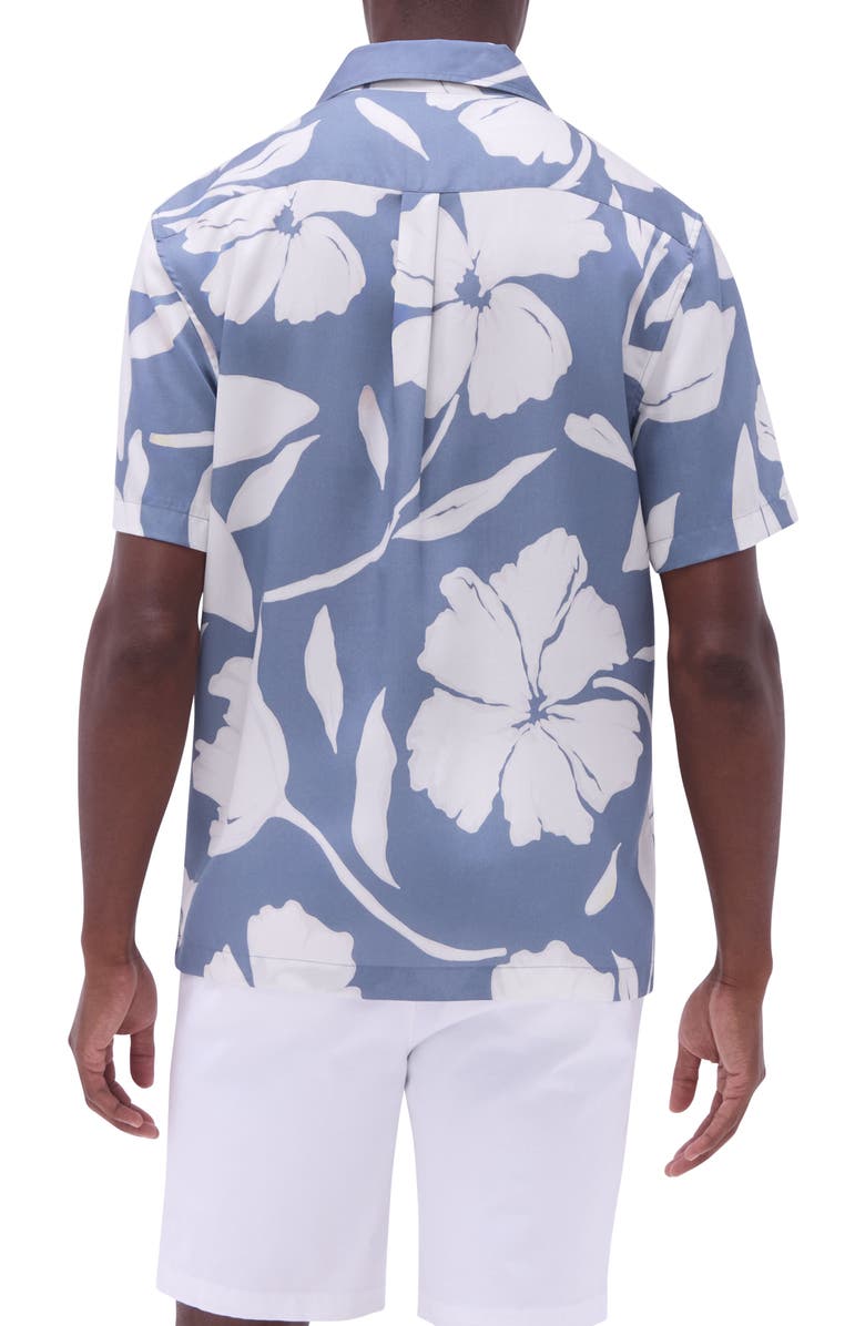 Bugatchi Jackson Floral Lyocell Camp Shirt, Alternate, color, Steel