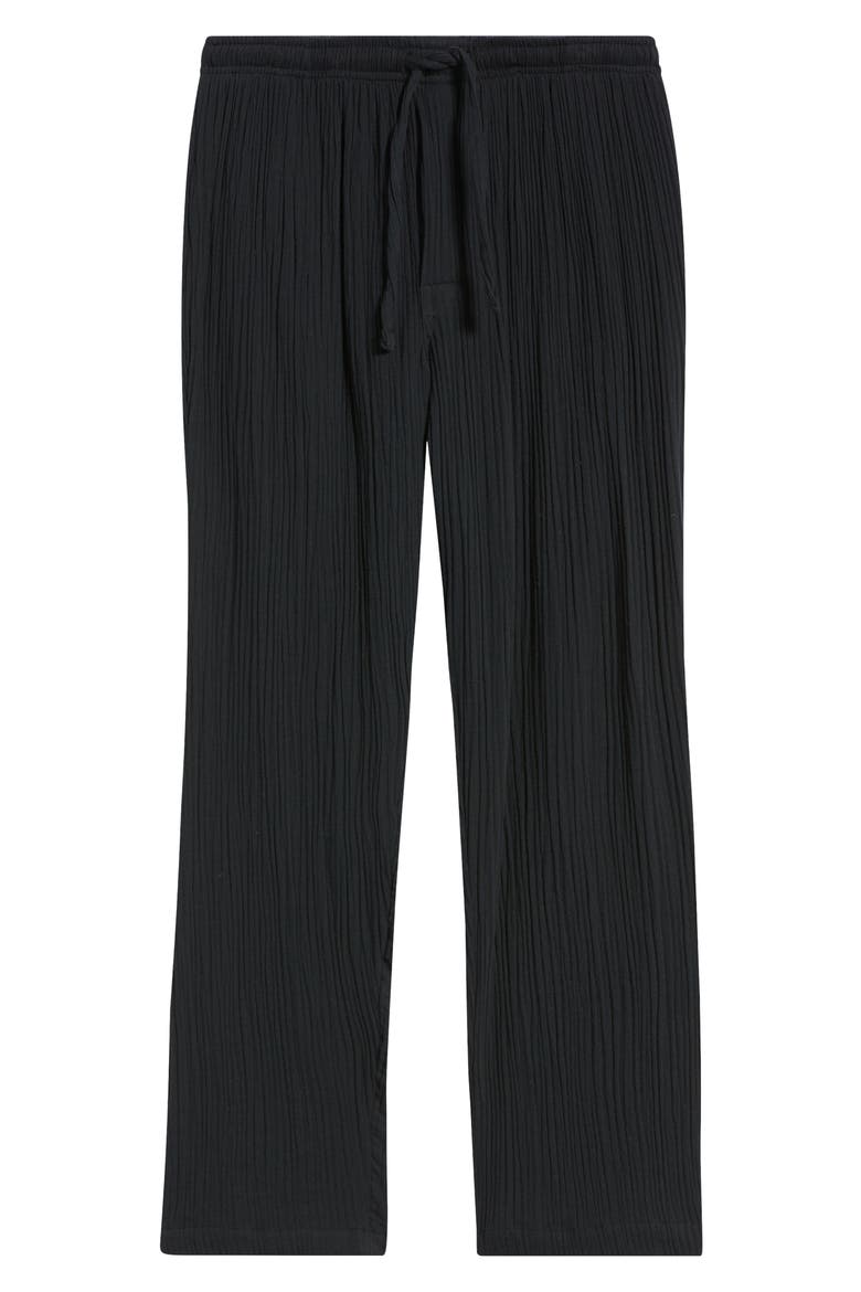 Seaside Cotton Crepe Lounge Pants, Alternate, color, BLACK