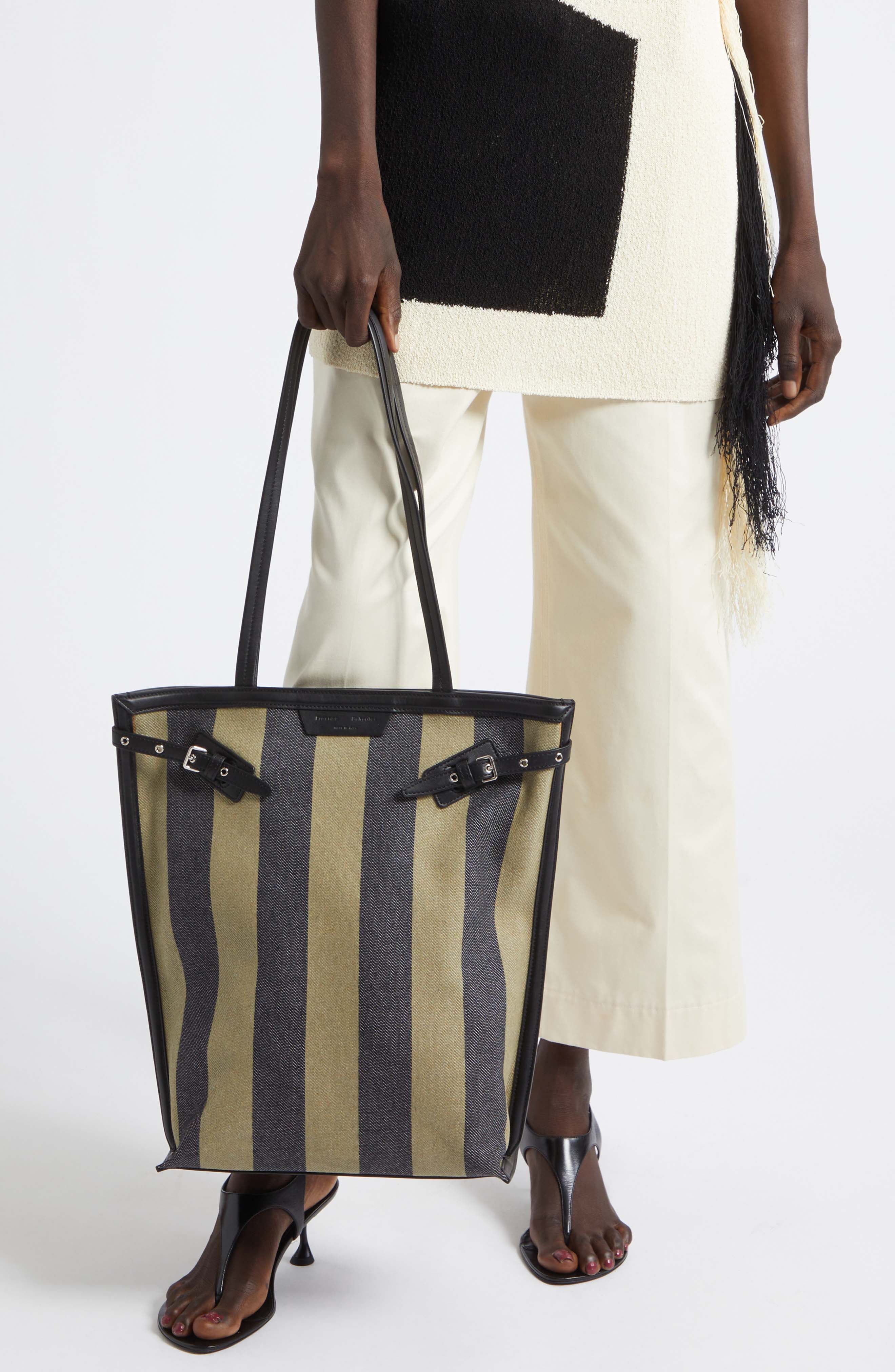 North/South Days Stripe Canvas Tote, Alternate, color, MOSS/ BLACK