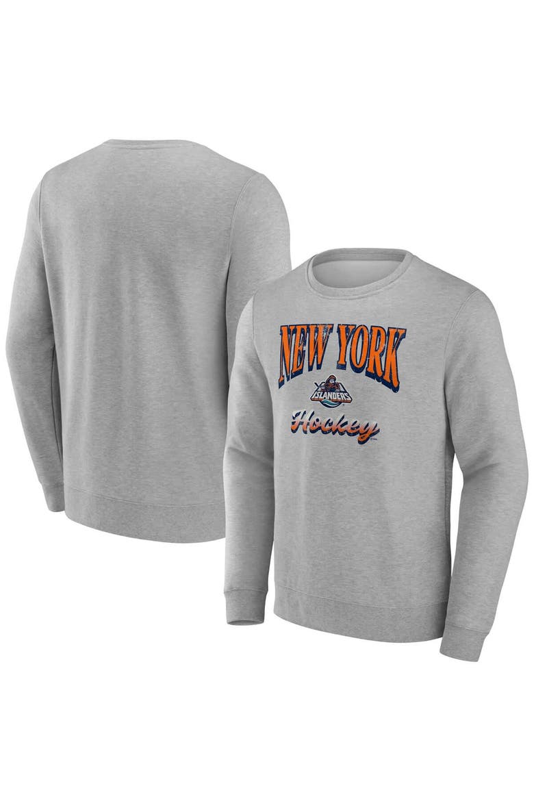 Men's Fanatics Gray New York Islanders Light the Candle Fleece Pullover Sweatshirt, Main, color, Gray
