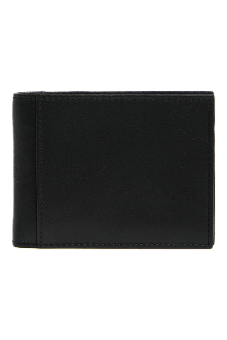 Small ID Bifold Leather Wallet, Main, color, BLACK