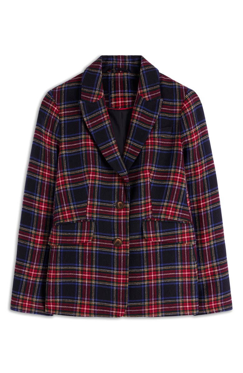 Boden Stamford Wool Blend Blazer, Alternate, color, Navy Green And Red Check