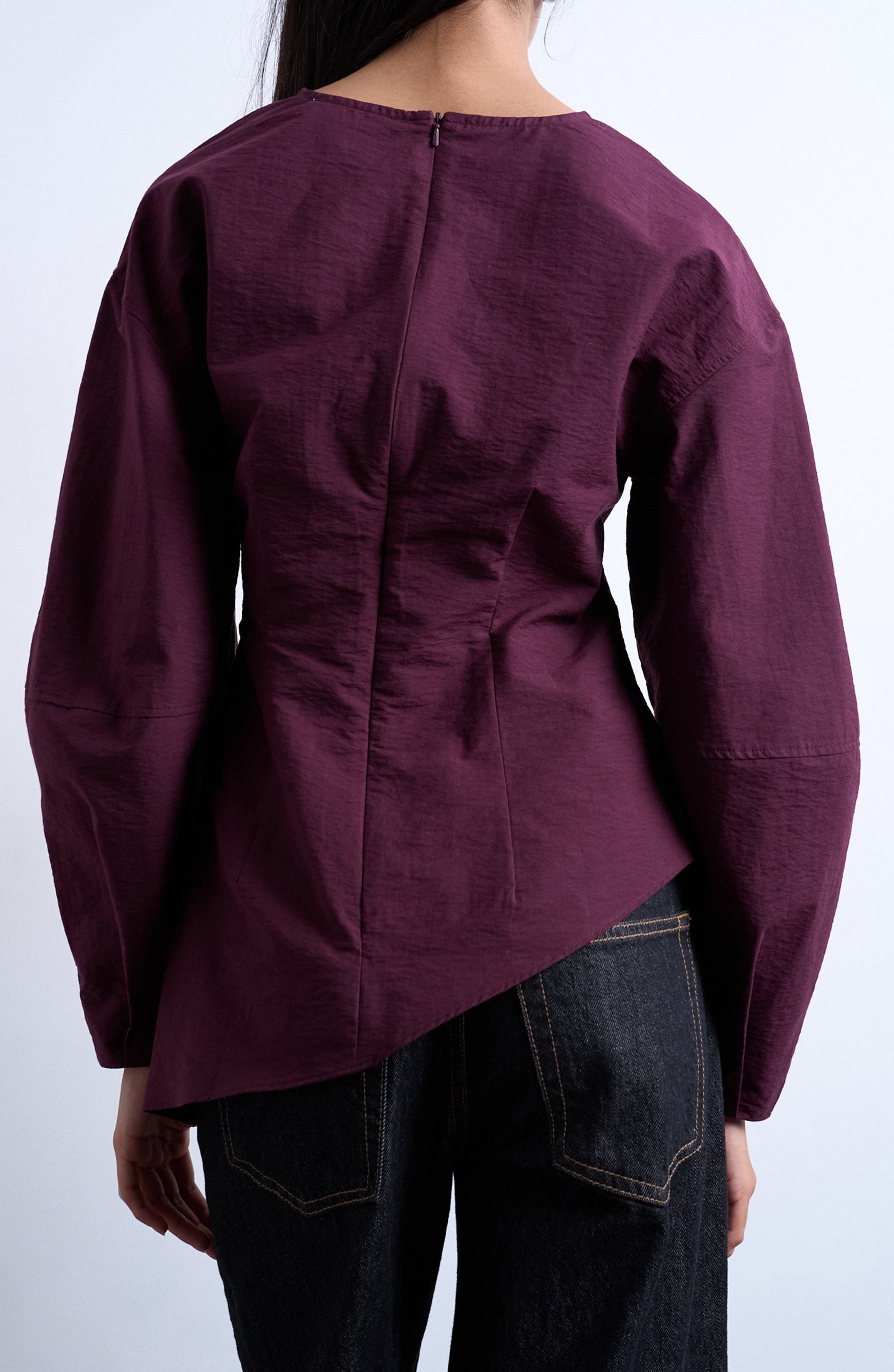 Asymmetric Pleat Long Sleeve Top - image 2
