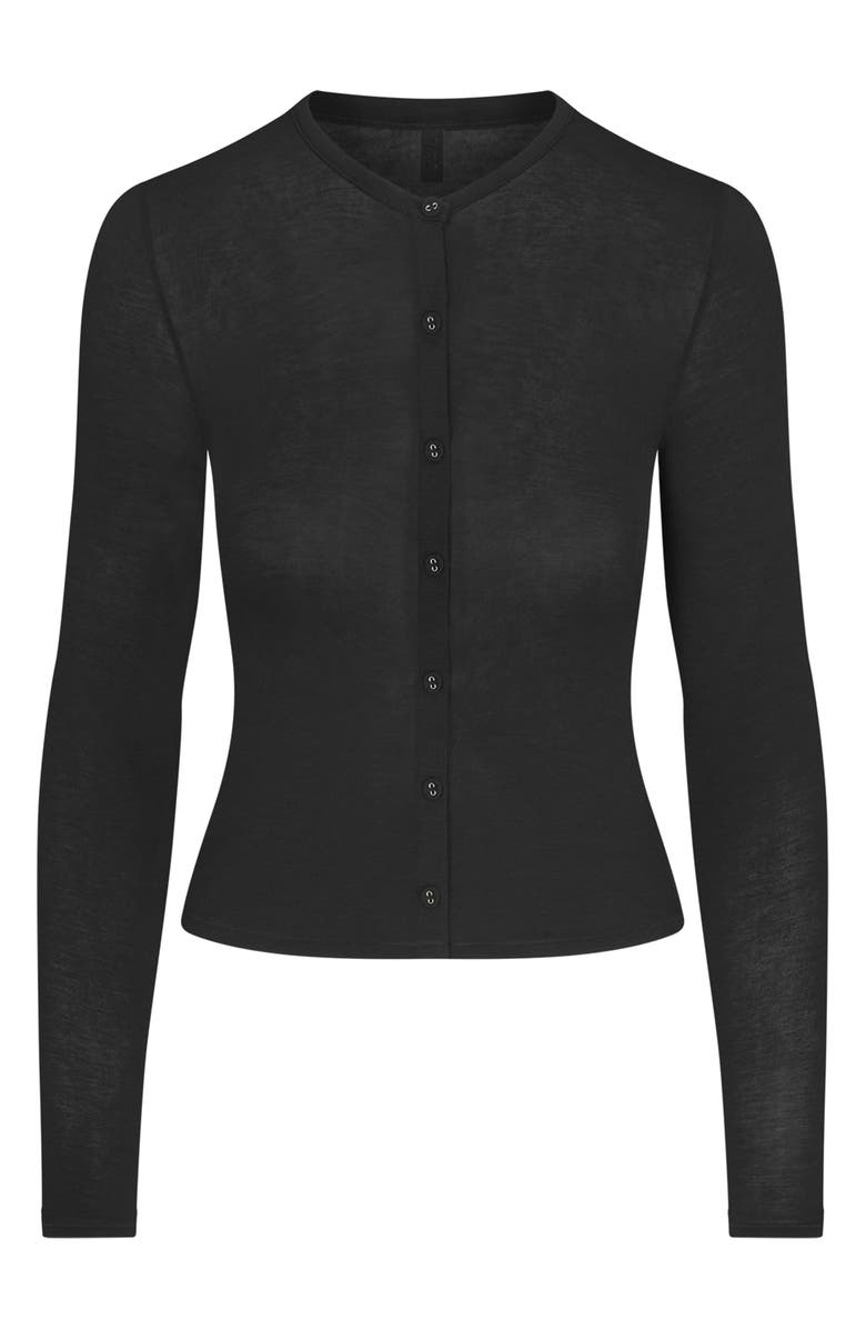 SKIMS Sheer Modal Blend Cardigan, Alternate, color, Onyx