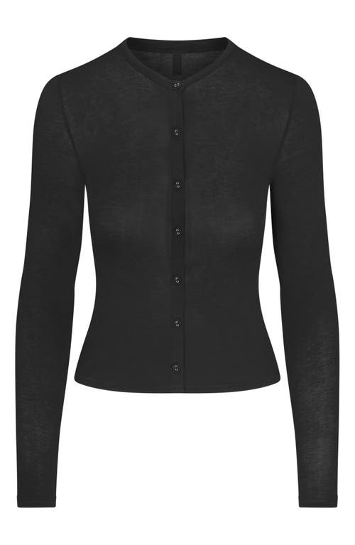 Skims Sheer Modal Blend Cardigan In Black