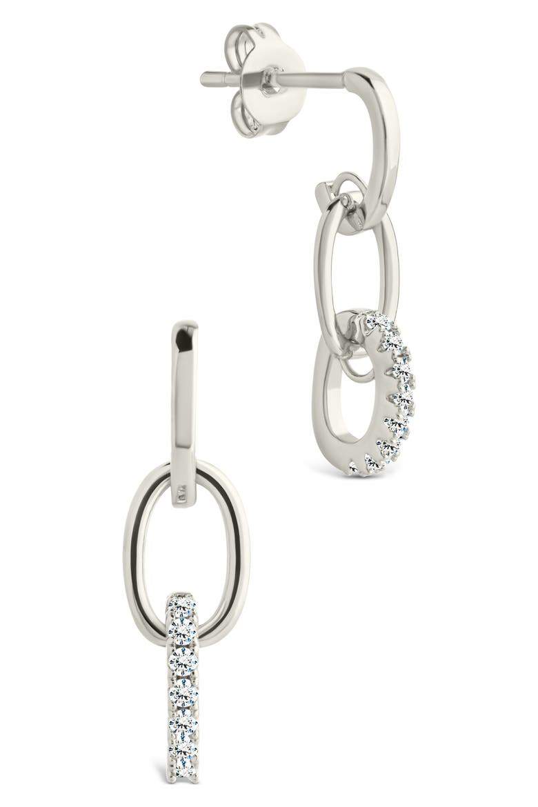Briony Cubic Zirconia Interlocking Circle Drop Earrings, Main, color, SILVER