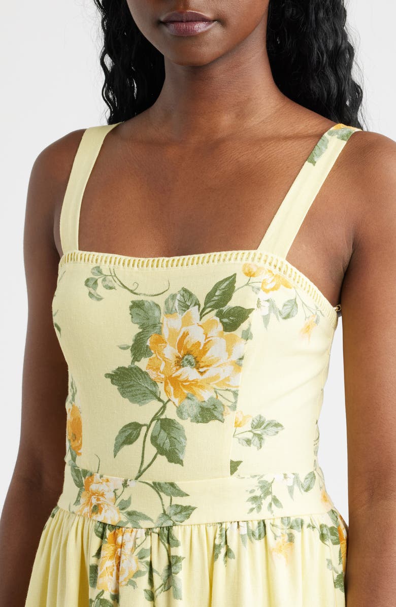 MOON RIVER Floral Ladder Stitch Embroidery Sundress, Alternate, color, Yellow Multi