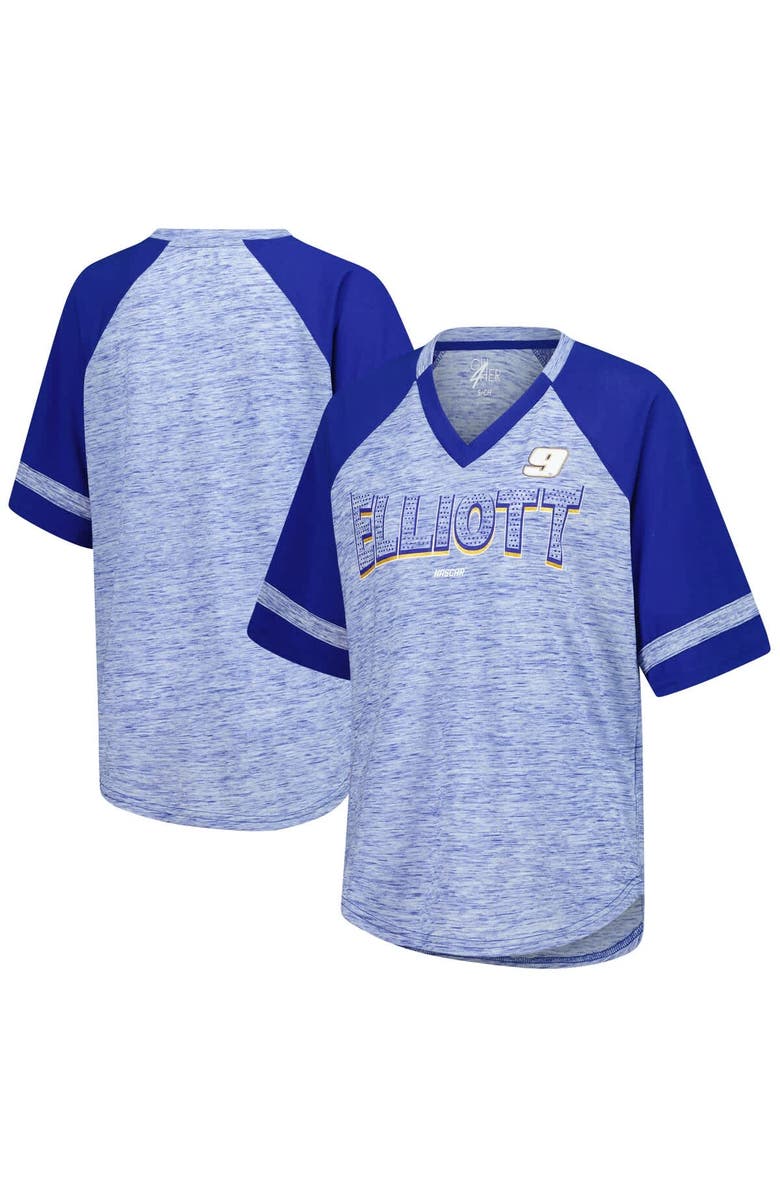 G-III 4HER BY CARL BANKS Women's G-III 4Her by Carl Banks Heather Royal Chase Elliott Hall of Fame Oversized Raglan V-Neck T-Shirt, Main, color, Heather Royal