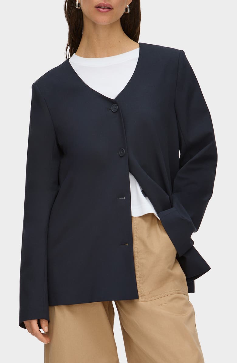 ALIGNE Rae Collarless Jacket, Main, color, Navy