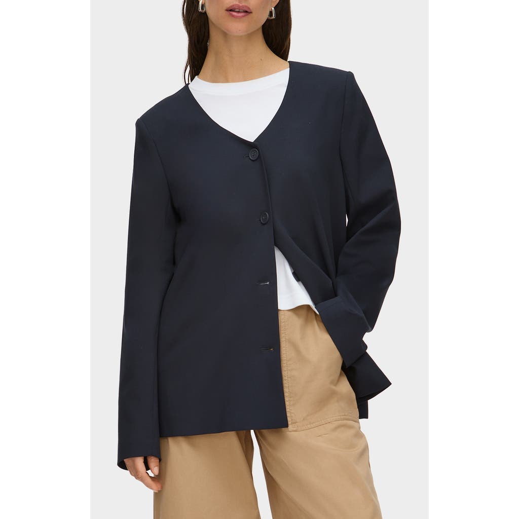 Aligne Rae Collarless Jacket In Blue