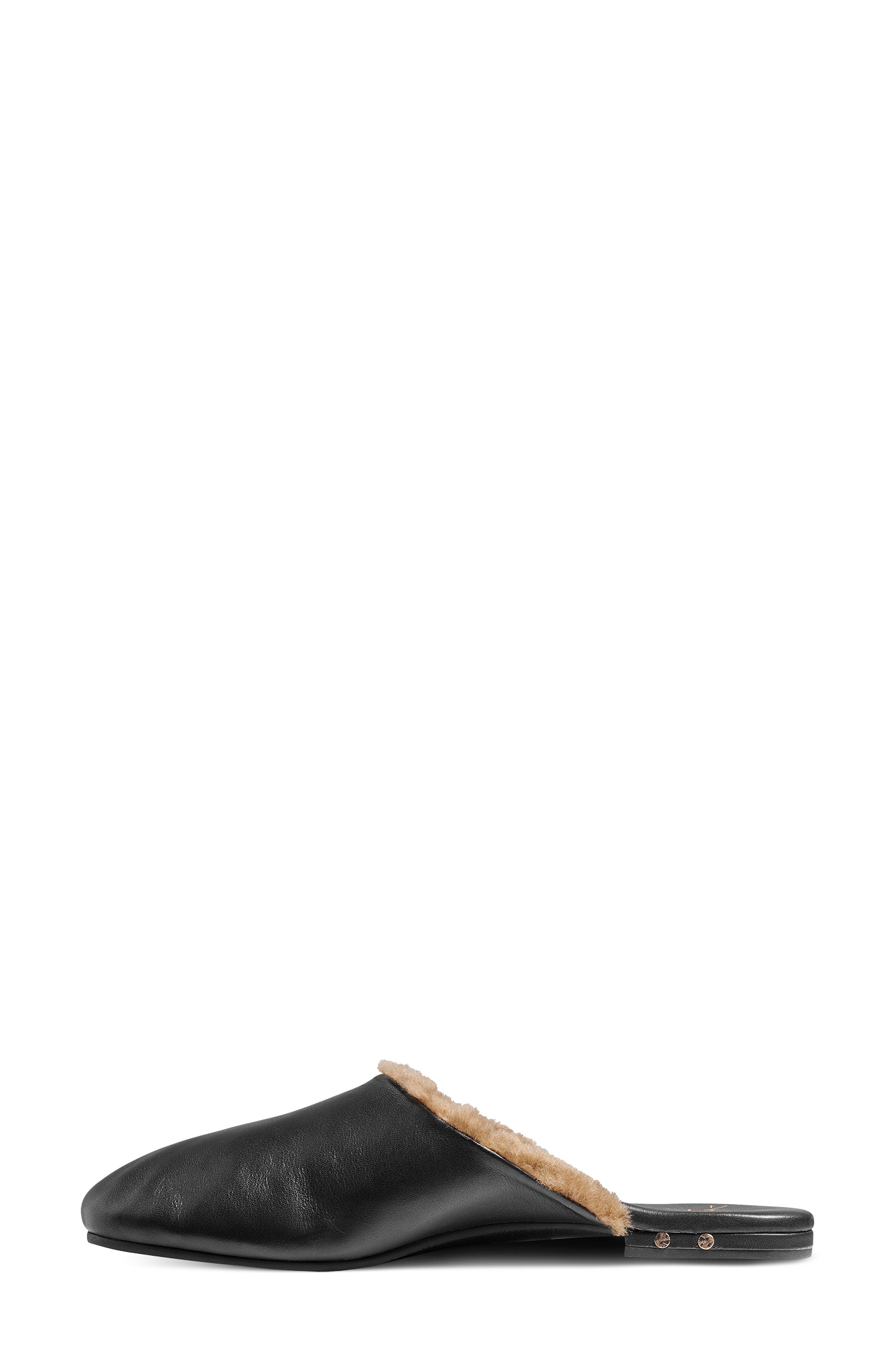 Blackbird Leather Mule with Genuine Shearling Trim, Alternate, color, BLACK