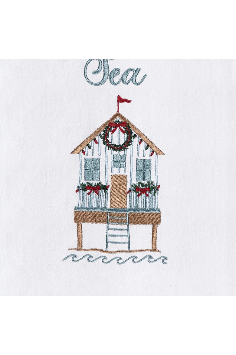 Christmas by The Sea Coastal Towel, Alternate, color, Blue