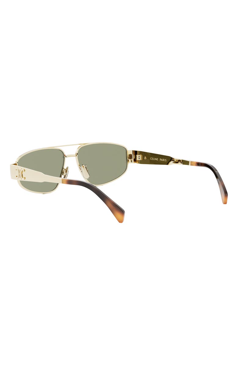 CELINE Triomphe 57mm Pilot Sunglasses, Alternate, color, Shiny Endura Gold / Green