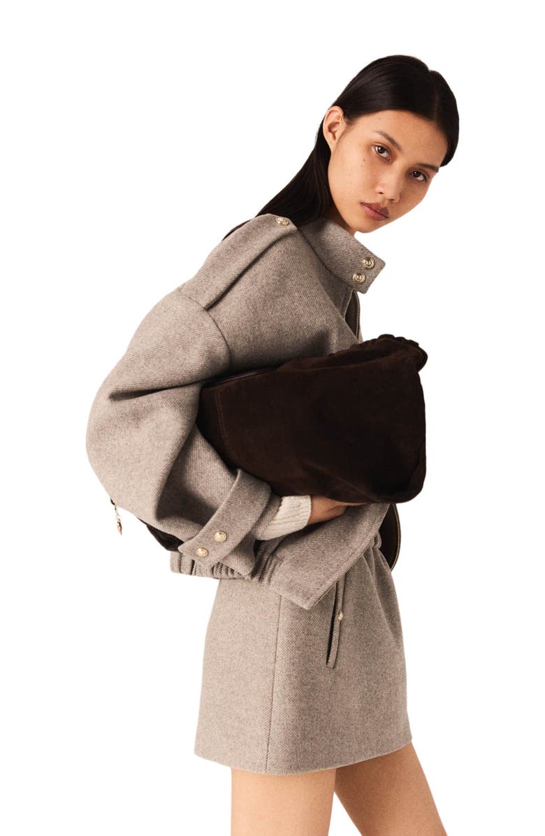 maje Mixed wool jacket, Alternate, color, Beige