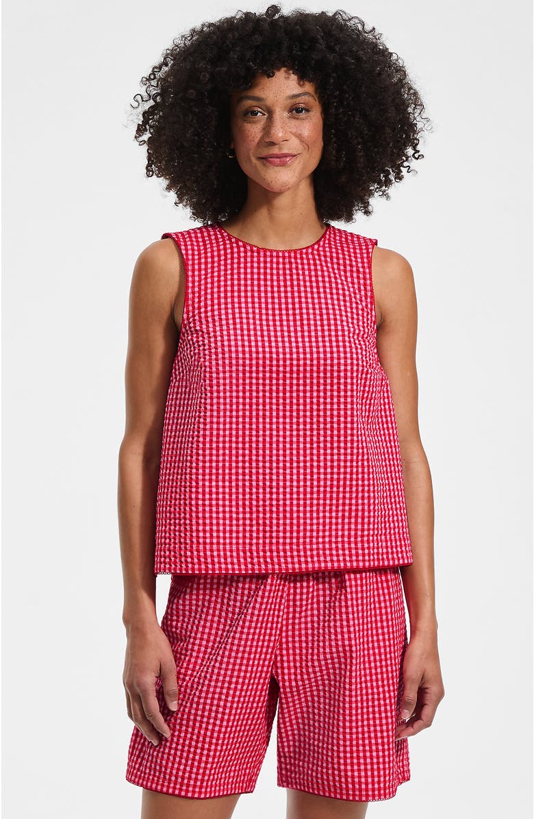 Lands' End Seersucker Matchback Shell, Main, color, Compass Red/Pink Gingham