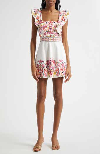 Ana Placed Embroidery Stretch Cotton Minidress