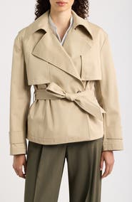 BOSS Cinnia Double Breasted Tie Waist Trench Coat