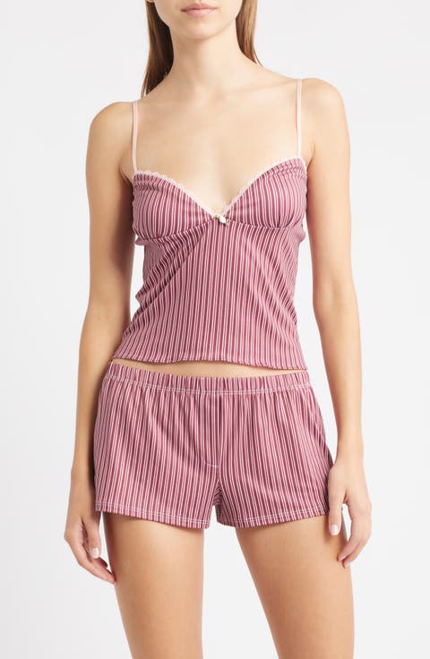 Gigi Stripe Lace Trim Crop Camisole