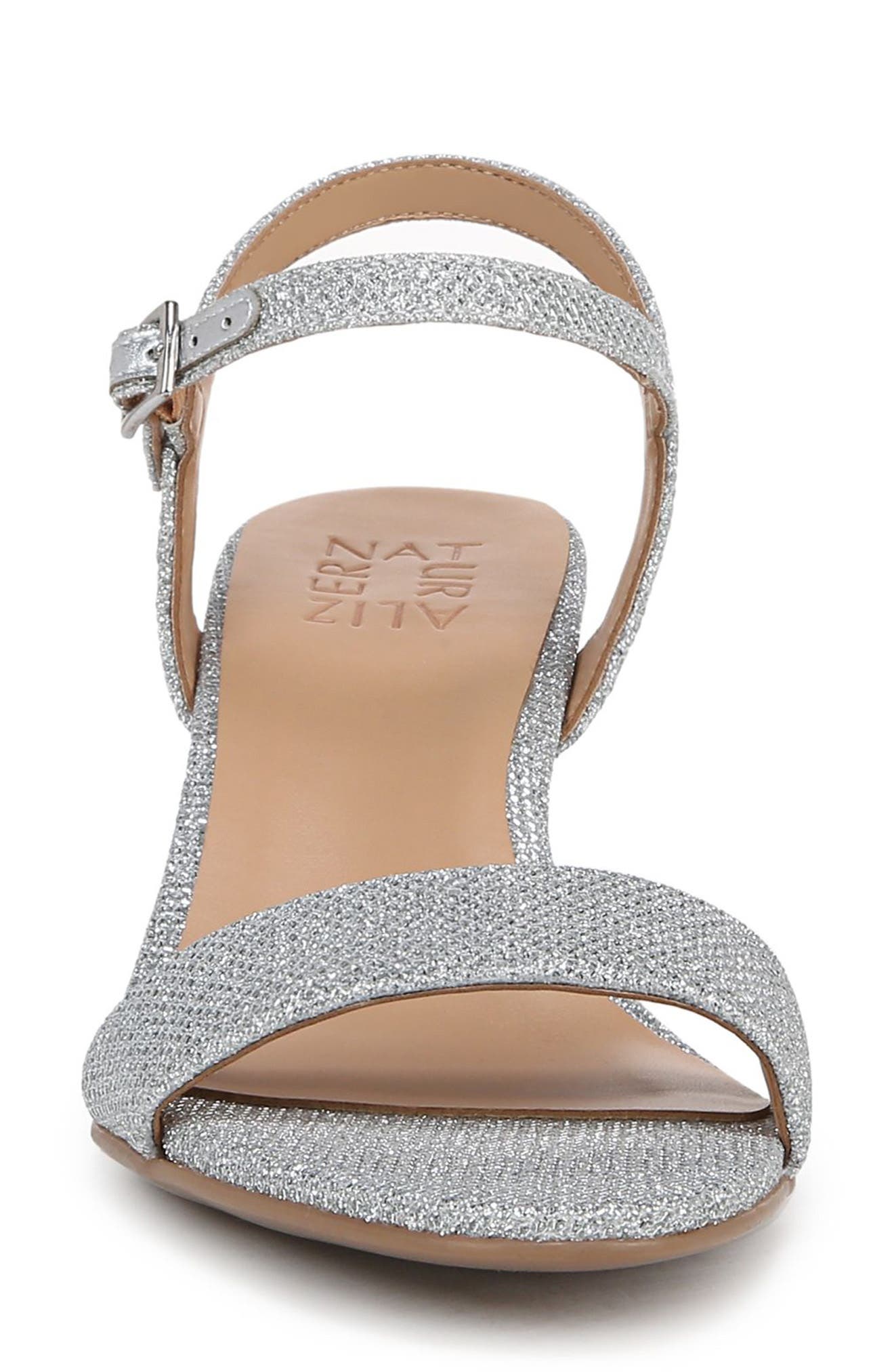 Naturalizer Bristol Block Heel Ankle Strap Sandal, Alternate, color, Silver